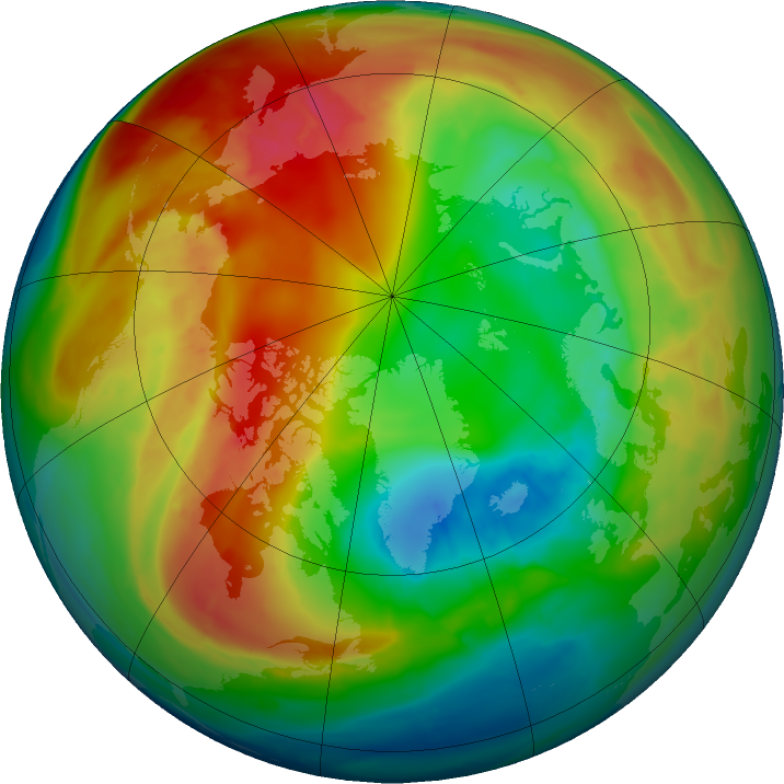 Arctic ozone map for 12 February 2016